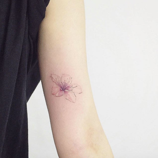 Minimal Cherry Blossom Tattoo by Mini 