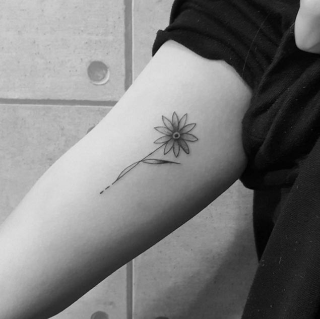 Minimal Flower Tattoo by Black Flow