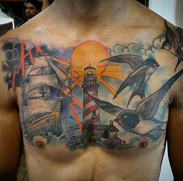 Nautical Ship Chest Tattoo by Ramiro Blanco Gamboa