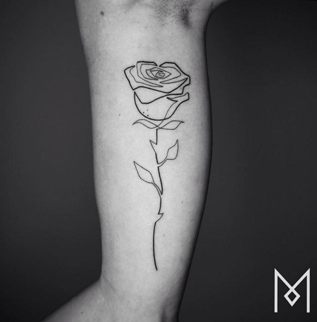 One Line Rose Tattoo by Mo Ganji