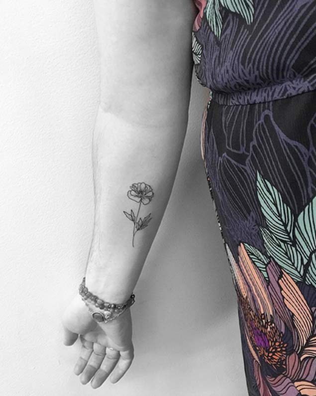 Minimal Poppy Tattoo by Jon Boy