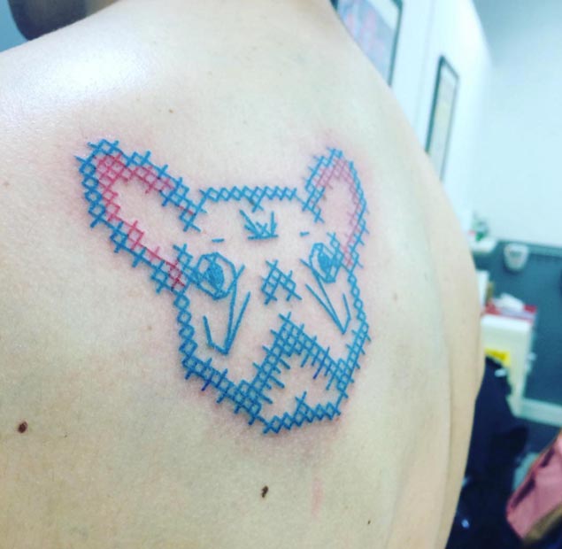 Cross Stitch Dog Tattoo by Mariette
