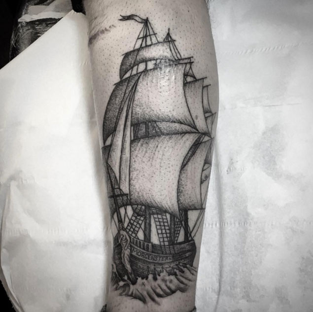 Ship Tattoo Design by Johnny Breeze