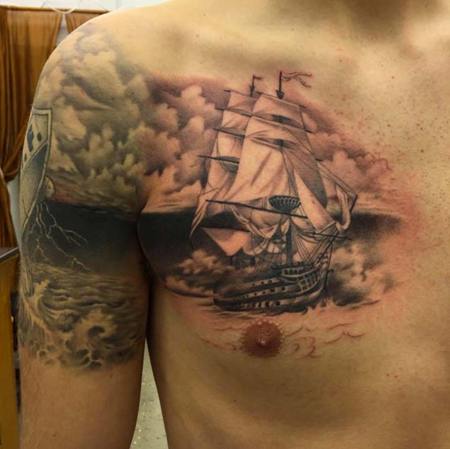 Connecting Ship Tattoo Design by Leigh Harris