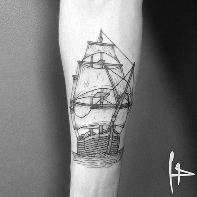 Ship Tattoo Design by Harry Plane