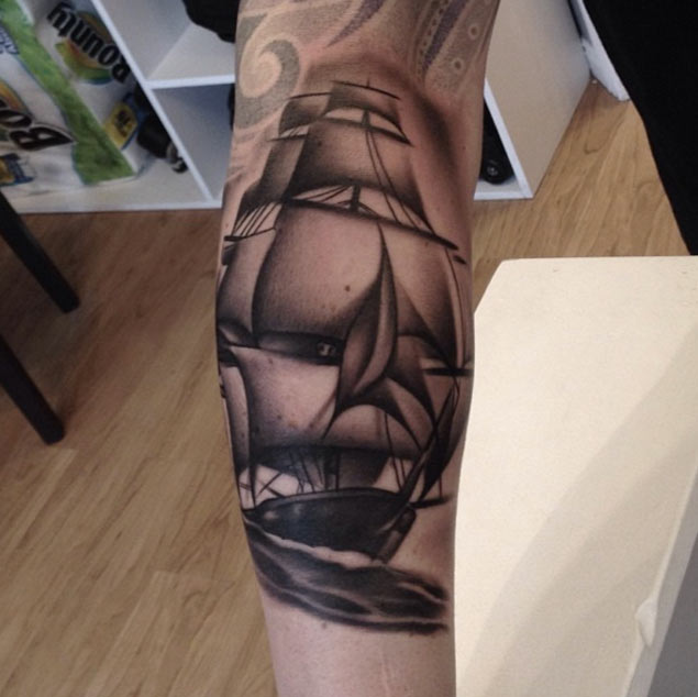 Ship Tattoo by The Black Pearl 