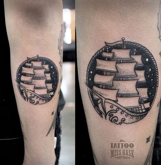 Small Ship Tattoo by Miss Hask