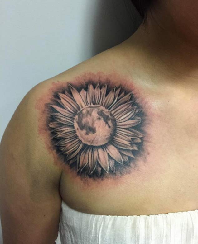 Sunflower Tattoo Design by Robert Capello
