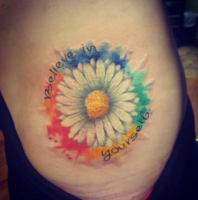 Watercolor Sunflower Tattoo by Tamara Jade