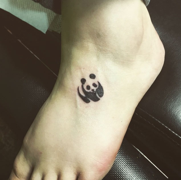 Tiny Panda Tattoo on Foot