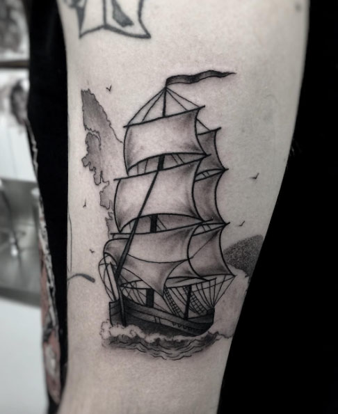 HMS Discovery Ship Tattoo by Moorea Hum