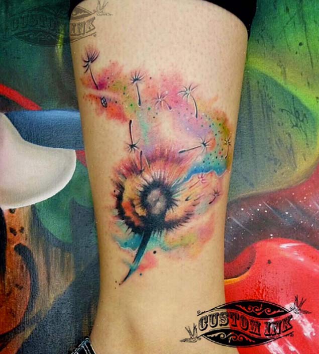 Watercolor Dandelion Tattoo by Custom Ink