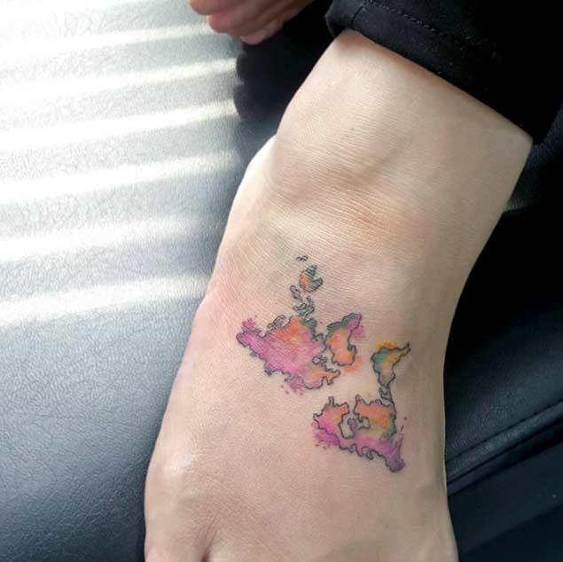 Map Tattoo on Foot by Chae Hwa