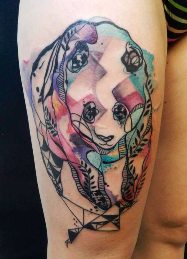 Watercolor Panda Tattoo by Petra Hlavackova
