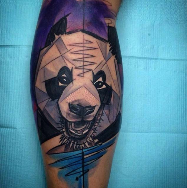 Watercolor Panda Tattoo by Szabi