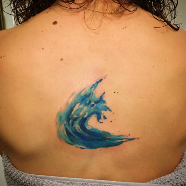 Watercolor Wave Tattoo by Laura Bochet