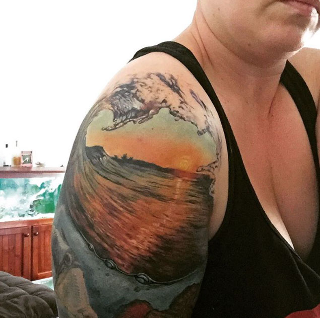 Wave Sunset Tattoo by Nerina Clare