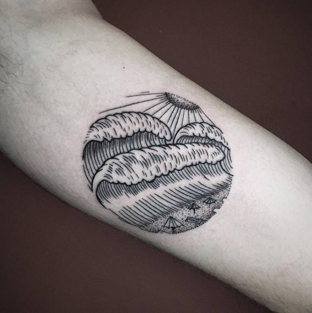Wave Tattoo Design by Roma Severov
