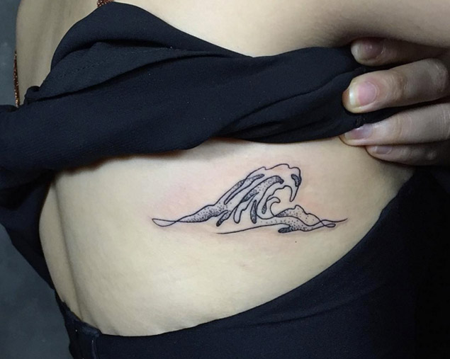 Minimal Wave Tattoo Design by Lone Wolf