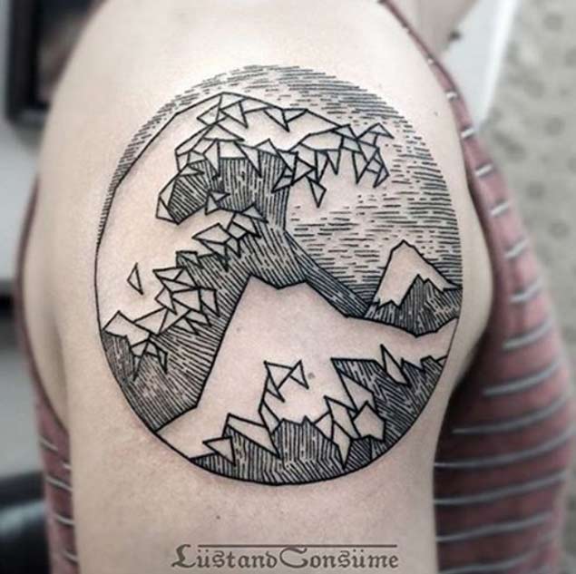 Geometric Wave Tattoo by Phil Tworavens