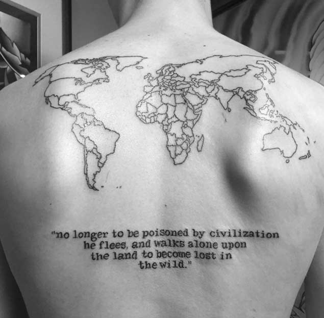 World Map Quote Tattoo by Saydy