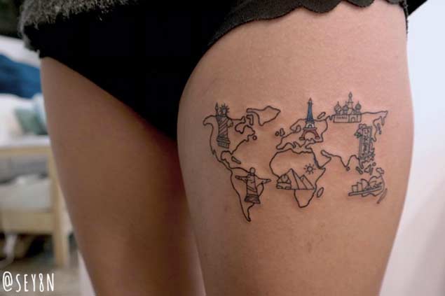 POI World Map Tattoo by Seyoon Gim