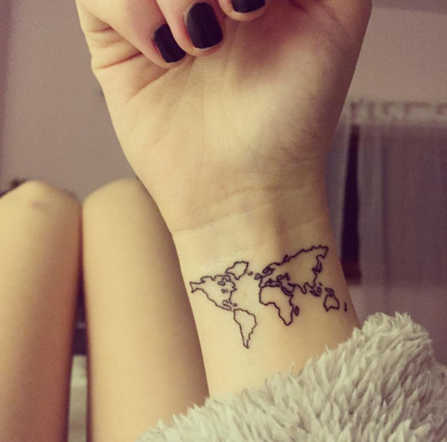Map Tattoo on Wrist by Paula