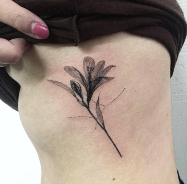 X-ray Virgo Flower Tattoo