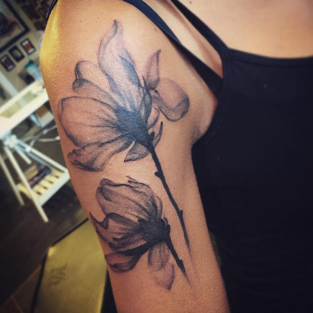 X-ray Flower Tattoo Design by Mighele
