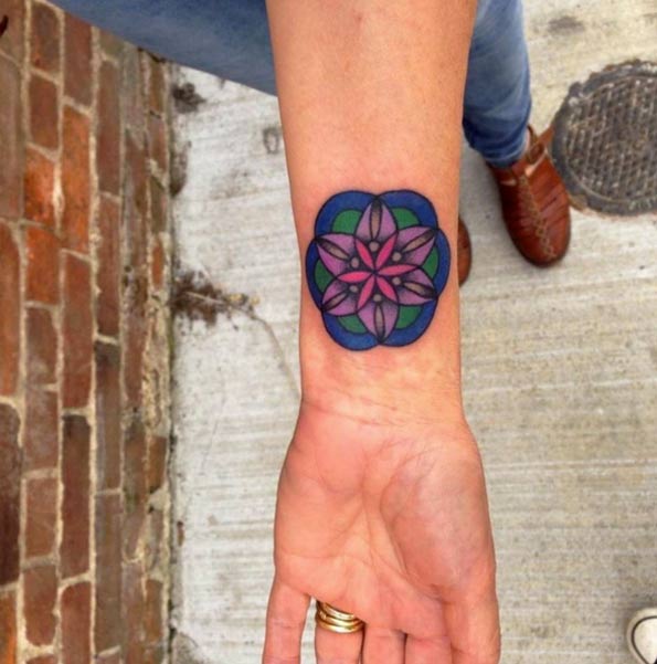 Colorful Wrist Tattoo by Off The Map