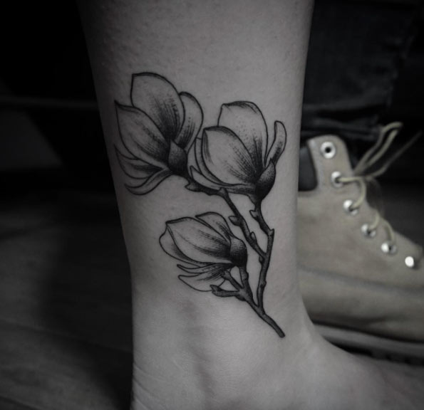 Blackwork Floral Tattoo by Levi Jake