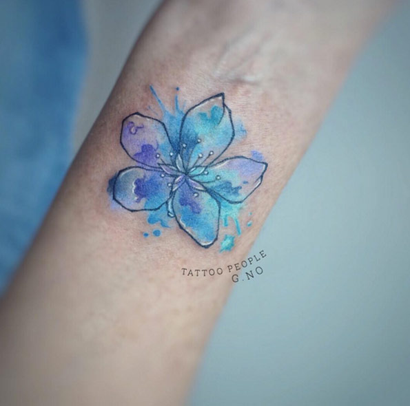 Watercolor Cherry Blossom Tattoo by G.NO