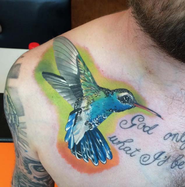 Hummingbird Tattoo on Shoulder by Dane Grannon
