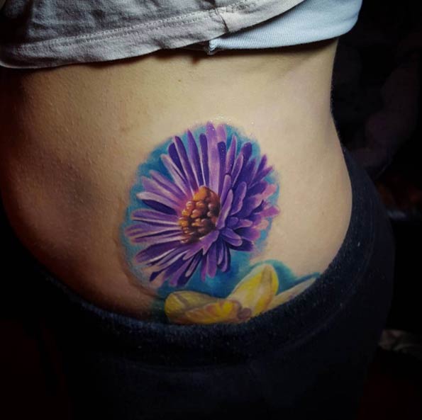 Purple Flower Tattoo by Tyler Malek