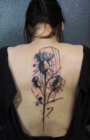 Floral Tattoo on Back by Julia Rehme