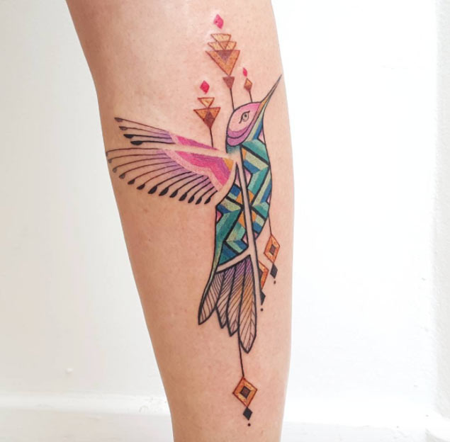Geometric Hummingbird Tattoo by Brian Gomes