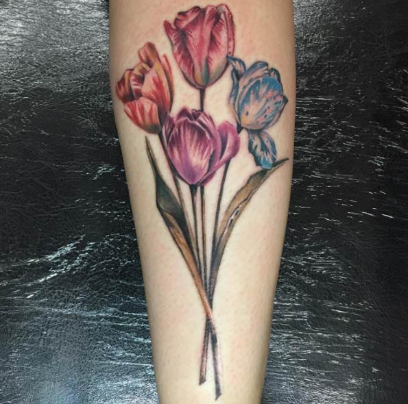 Tulip Bouquet Tattoo by Rebecca Sophia