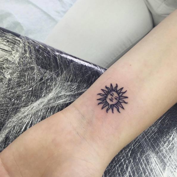 Small Sun Tattoo by Matt Roe