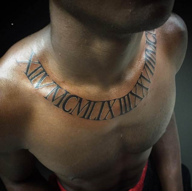 Roman Numeral Chest Tattoo by Wady