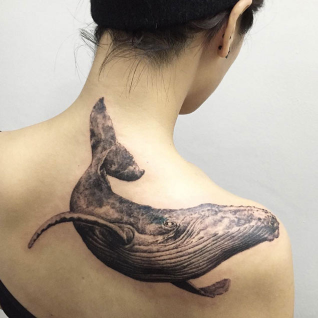 Blackwork Whale Tattoo by Ilwol