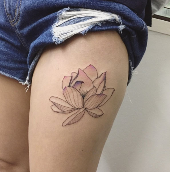 Minimal Lotus Flower Tattoo by Ilwol