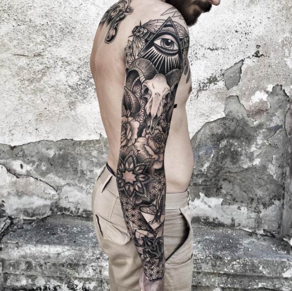Blackwork Sleeve by Zmierzloki Tattoo