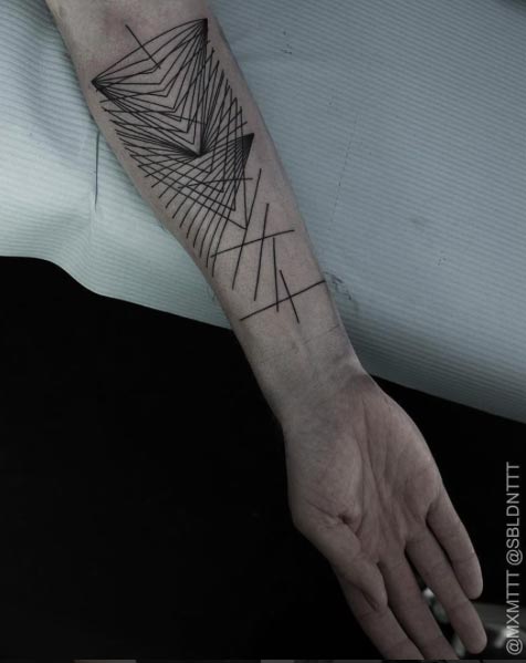 Geometric Linework Tattoo by Maxime Buchi