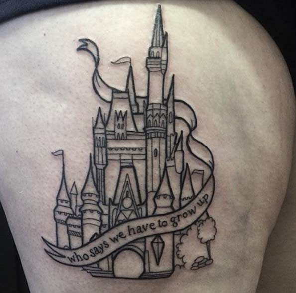 33 Exquisite Disney Castle Tattoo Designs - TattooBlend