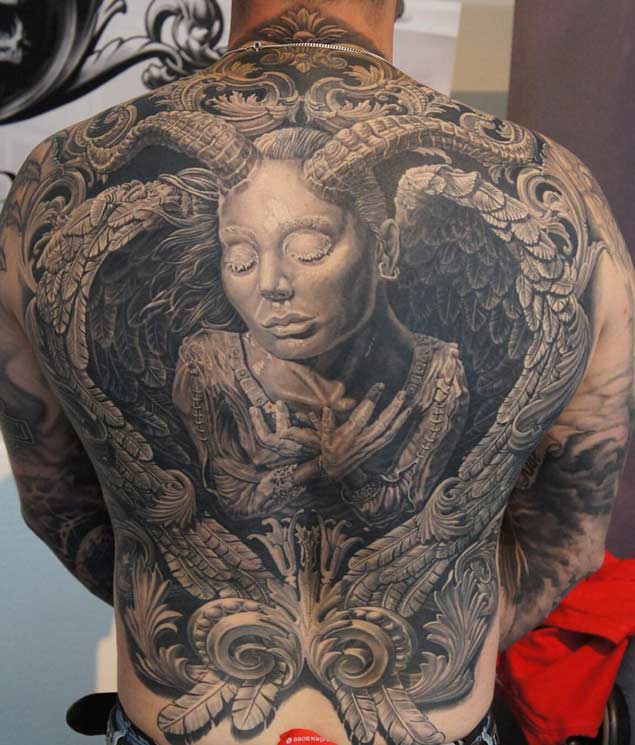 Blackwork Full Back Tattoo by Evgeny Kopanov