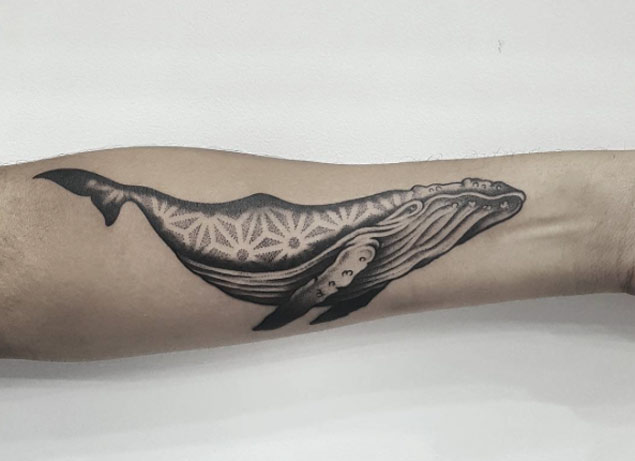 Dotwork Whale Tattoo by Ben Doukakis