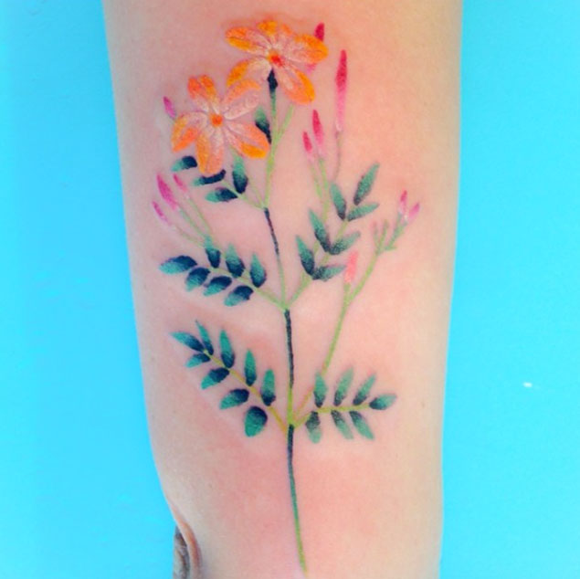 Watercolor Flower Tattoo by Briana Sargent