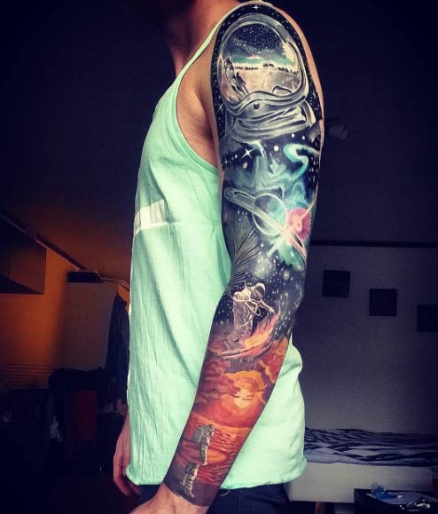 Space Sleeve Tattoo by Tobias Jonsson