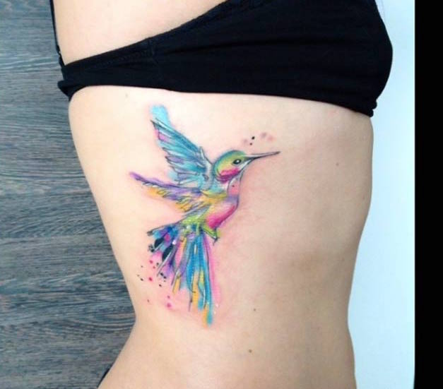 Watercolor Hummingbird Tattoo by Simona Blanar