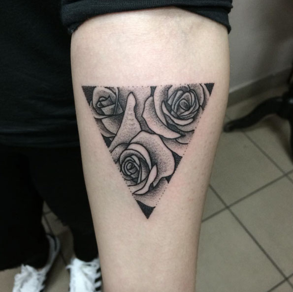 Rose Triangular Glyph Tattoo by Klaudia Hołda